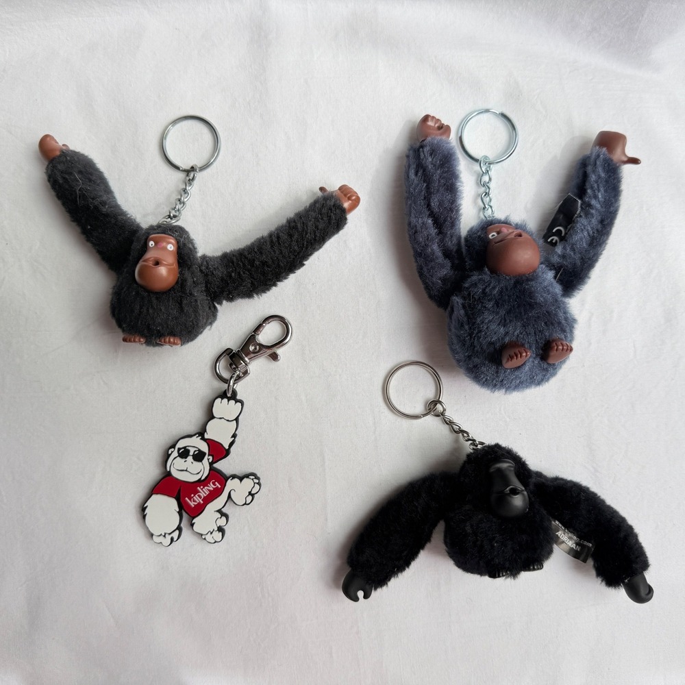 Kipling Monkey Thumbsucker Keychain Charm Lot of 4 Adriaan Peanuts Davina Kim